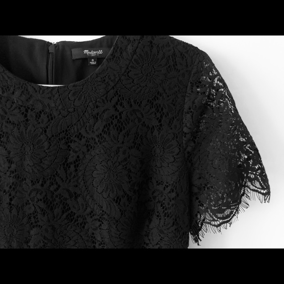 New Madewell Black Lace Shift Dress Size 0 - Picture 8 of 11